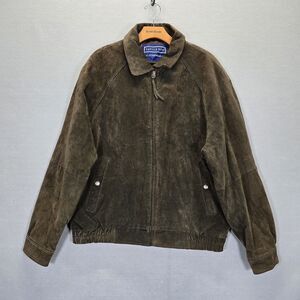 Savile Row Soft Leather Bomber Jacket Men’s L Brown Inside  Lining